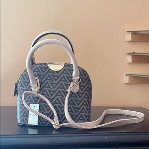 ALDO Geometric Satchel - Brown and Cream